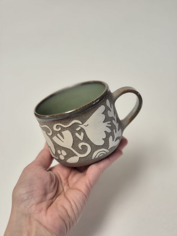 Ceramic sgraffito cup