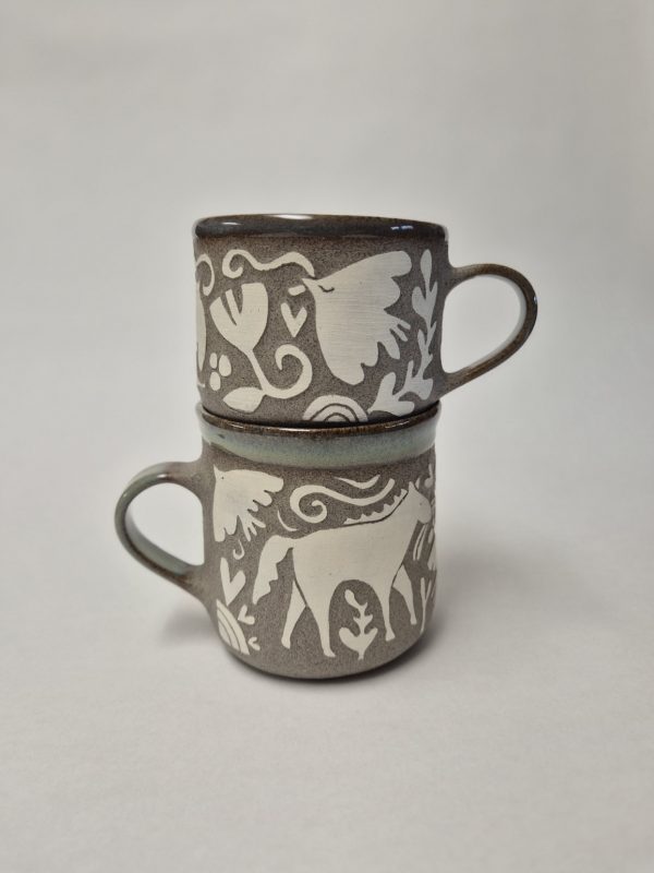 Ceramic sgraffito cup