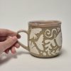Ceramic sgraffito mug pink