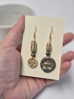 Ceramic wood fired earrings.