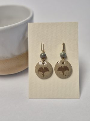 Ceramic ginkgo earrings