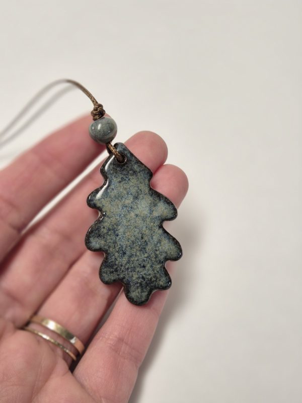 Ceramic oak leaf pendant